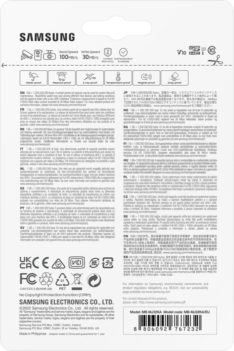 Samsung PRO Endurance R100/W30 32GB Kit, UHS-I U1, Class 10