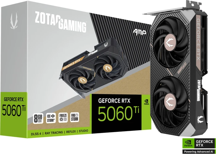 Zotac Gaming GeForce RTX 5060 Ti AMP, 8GB GDDR7, HDMI, 3x DP