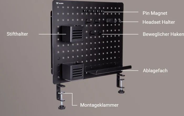 Thermaltake Gaming Desk Pegboard Tischerweiterung, Large, schwarz