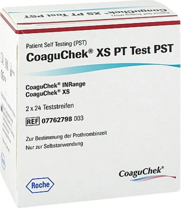 Roche Coaguchek XS PT Test PST Selbsttest, 48 Stück (2x 24 Stück)