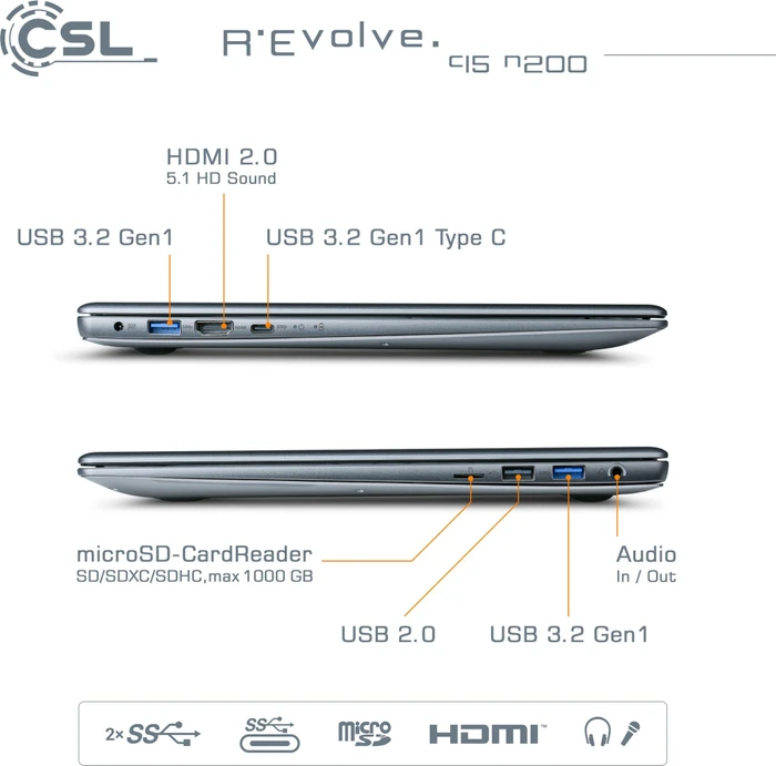 CSL-Computer R'Evolve C15 v3, N200, 32GB RAM, 500GB SSD, Windows 11 Home S, DE