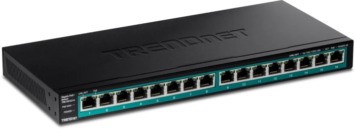 TRENDnet TPE-TG Rackmount Gigabit Switch, 16x RJ-45, 120W PoE+
