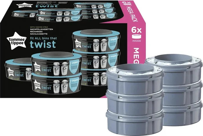 Tommee Tippee Twist & Click Nachfüllkassette für Windeleimer, 6 Stück
