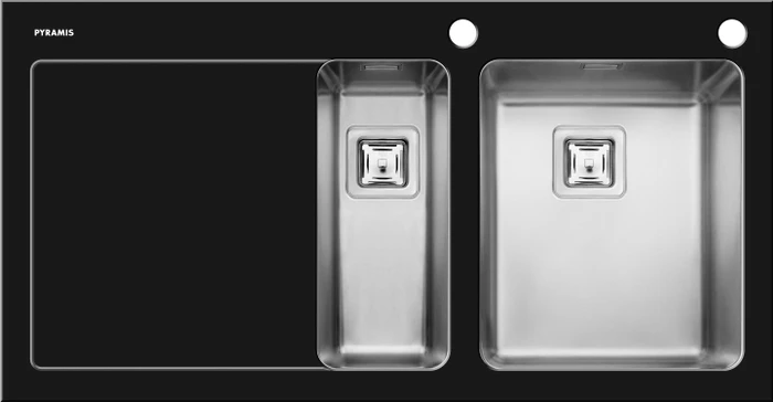 Pyramis Crystalon 100x52 11/2B 1D Einbau Becken rechts schwarz