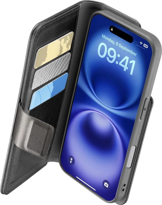 Cellularline Book Agenda für Apple iPhone 16 schwarz