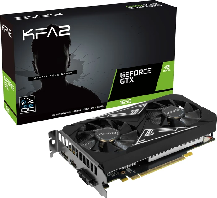 KFA2 GeForce GTX 1650 EX Plus (1-Click OC), 4GB GDDR6, DVI, HDMI, DP