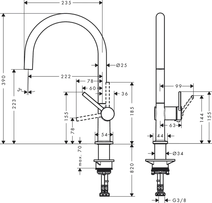 Hansgrohe Talis M54 220 1jet mattschwarz