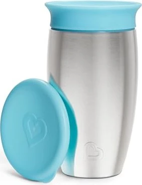 Munchkin Miracle 360 Edelstahl Trinkbecher, 12+M, 296ml, blau