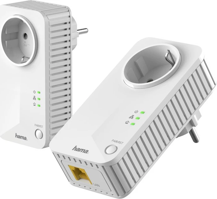 Hama Powerline 600 Set Socket, HomePlug AV, RJ-45, 2er-Pack