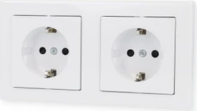 Merten System M M-Smart SCHUKO-Doppel-Steckdose Steckklemmen, aktivweiß glänzend