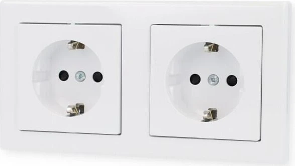 Merten System M M-Smart SCHUKO-Doppel-Steckdose Steckklemmen, aktivweiß glänzend
