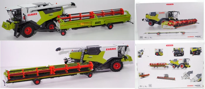Wiking Claas Trion 720 Montana Convio 1080 und Transportwagen