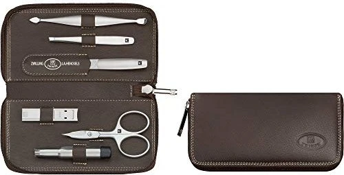 Zwilling Reißverschluss-Etui Maniküre/Pediküre-Set braun