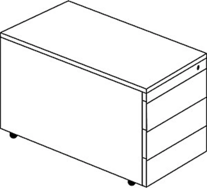 mauser Rollcontainer line, 1x Utensilienauszug, 3x Materialschublade, reinweiß/ahorn/weißaluminium