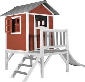 Axi Spielhaus Lodge XL rot/weiß mit Rutsche weiß