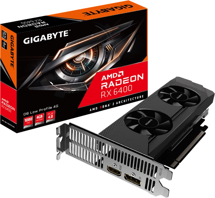 GIGABYTE Radeon RX 6400 D6 Low Profile 4G, 4GB GDDR6, HDMI, DP