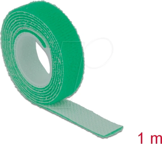 DeLOCK Klettband auf Rolle, 13mm, 1m, grün