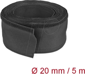 DeLOCK Geflechtschlauch mit Klettverschluss hitzebeständig, 20mm, 5m, schwarz
