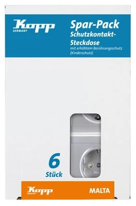 Kopp Malta Profi-Pack: 6 Steckdose, silber
