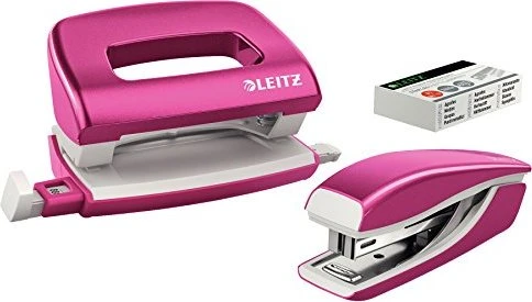 Leitz NeXXt WOW, Mini-Locher und Hefter, Pink, Set