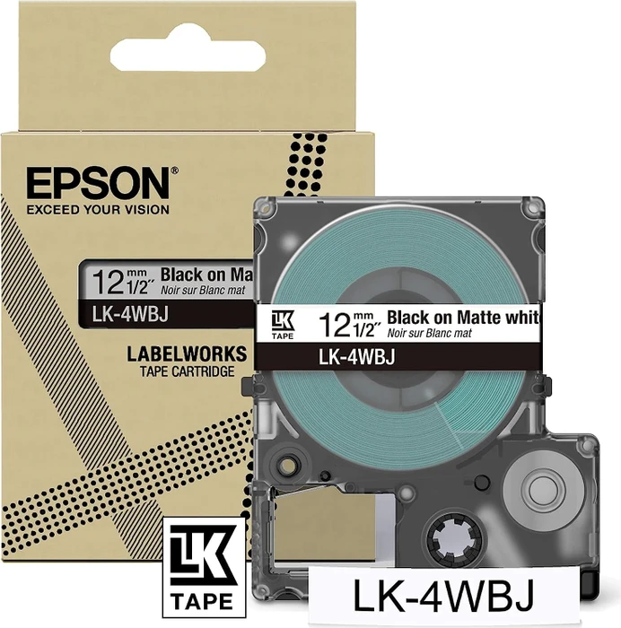 Epson LK-4WBJ Beschriftungsband, 12mm, schwarz/mattweiß