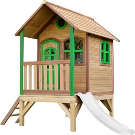 Axi Spielhaus Tom braun/grün mit Rutsche weiß