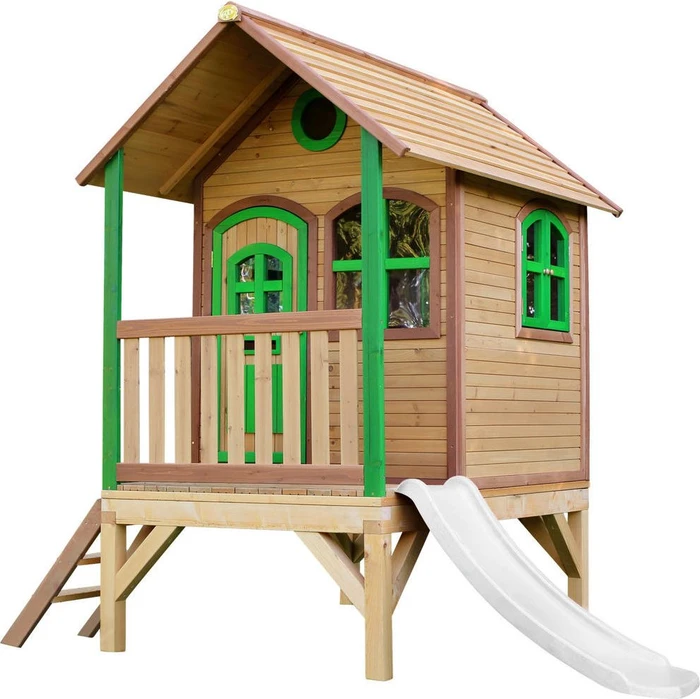 Axi Spielhaus Tom braun/grün mit Rutsche weiß