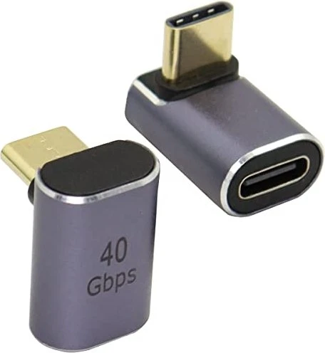 Qianrenon USB C-Adapter, USB4 [Stecker] auf USB4 [Buchse], 90° gewinkelt