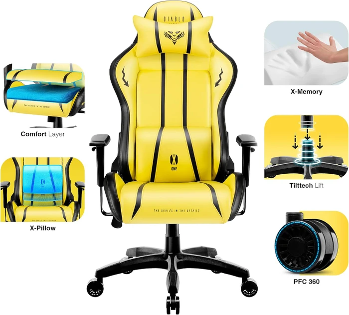 Diablo Chairs X-One 2.0 Normal Gamingstuhl, Electric Yellow, gelb/schwarz