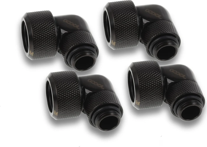 Alphacool Eiszapfen 90° G1/4" auf 16mm HardTube Anschraubtülle, deep black, 4er-Pack