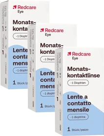 Redcare Monatskontaktlinse, -1.00 Dioptrien, 3 Stück