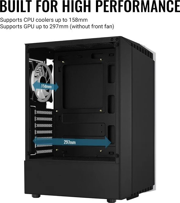AeroCool Bionic V2, weiß, Lüfter LED RGB, Glasfenster