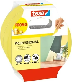 tesa Malerband Basic gelb, Klebeband, 25mm/25m, 2 Stück