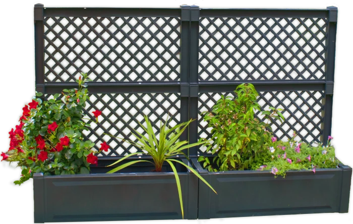 KHW Pflanzkasten-Set mit Spalier 100x43cm anthrazit, 2-tlg.