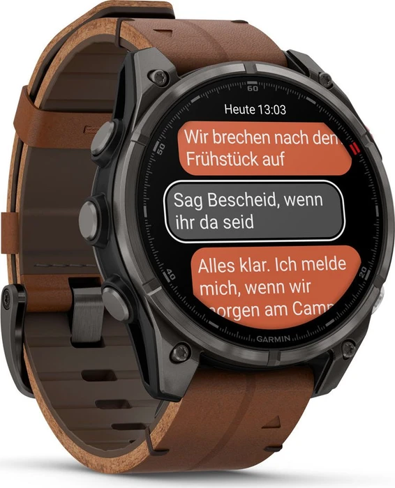 Garmin Fenix 8 Pro 47mm AMOLED carbon grey dlc titanium/chestnut leather