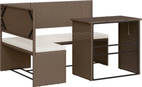 vidaXL Gartensofa in L-Form mit Tisch und Kissen braun