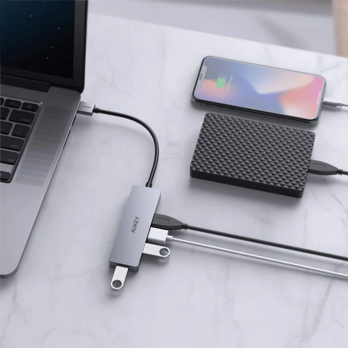 Aukey CB-H36 USB-Hub, 4x USB-A 3.0, USB-A 3.0 [Stecker]