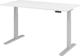 Hammerbacher Ergonomic Aktiv XMKA16 elektrisch höhenverstellbarer Sitz-Steh-Schreibtisch 160x80cm weiß/silber