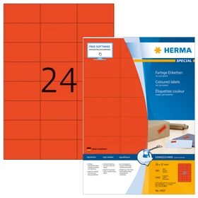 Herma Etiketten, 70x37mm, rot, 100 Blatt (2400 Etiketten)