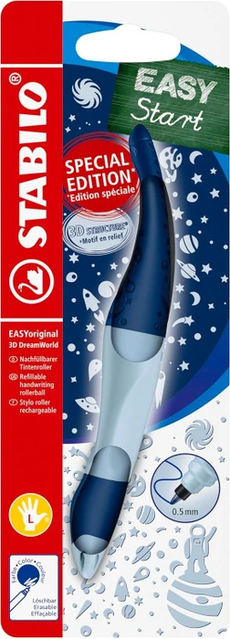 STABILO EASYoriginal 3D DreamWorld Tintenroller (Mine) hellblau/dunkelblau, Linkshänder, Blister