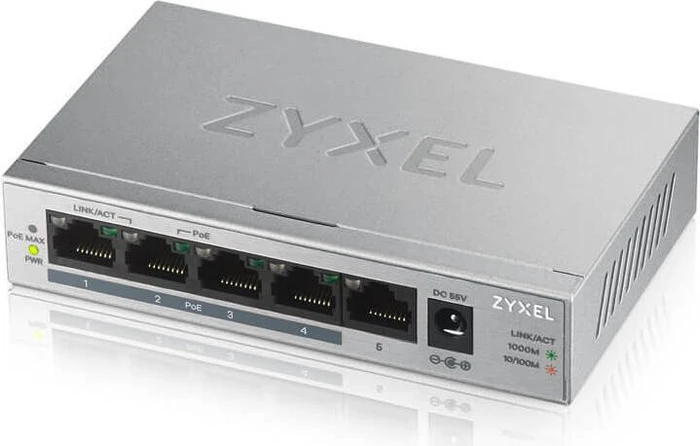 Zyxel GS1000 Desktop Gigabit Switch, 5x RJ-45, 60W PoE+