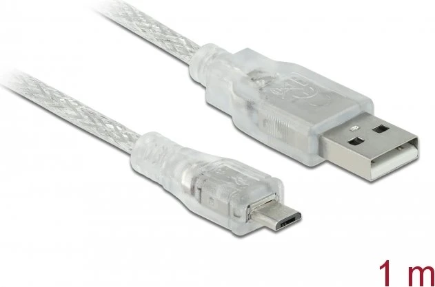 DeLOCK Kabel USB-A 2.0 [Stecker] auf USB-A 2.0 Micro-B [Stecker] transparent, 1m