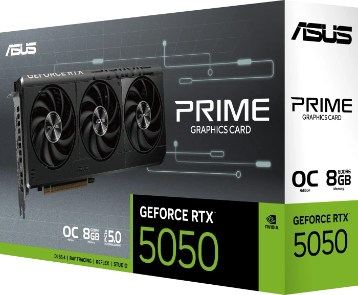 ASUS Prime GeForce RTX 5050 OC, PRIME-RTX5050-O8G, 8GB GDDR6, HDMI, 3x DP