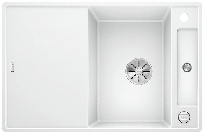 Blanco Axia III 45 S-F InFino Becken reversibel mit Ablauffernbedienung weiß inkl. Holzschneidebrett