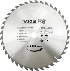 Yato YT-6081 HM Kreissägeblatt 40Z, 350x2.5x30mm, 1 Stück