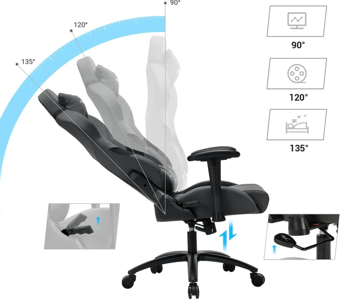 Songmics Gamingstuhl, grau/schwarz