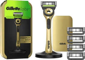 Gillette Labs Champion Gold Edition Rasierer + 5 Wechselklingen + Etui