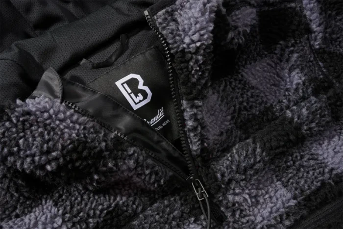 Brandit Teddyfleece Worker Hoodie black/grey gingham (Herren)