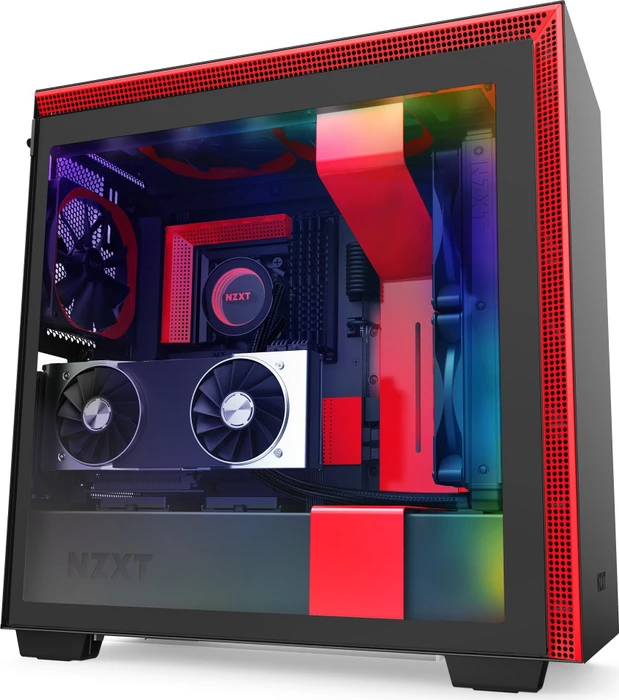 NZXT H710i, schwarz/rot, Glasfenster