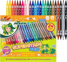 Jolly Superstars Duo Doppelfasermaler sortiert, 24er-Set, Etui